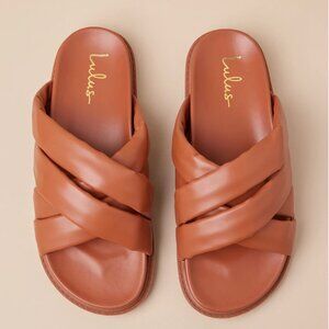 Lulu's Tolleson Cognac Slide Sandals 10
